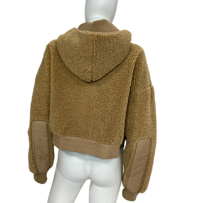 Pinko Cozy Beige Hooded Bomber Jacket Size S
