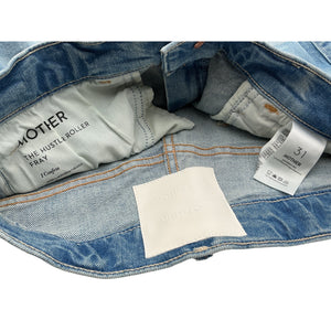 Mother 'The Hustler' Blue Cotton Roller Sneak High-Rise Wide-Leg Denim Jean Size 31