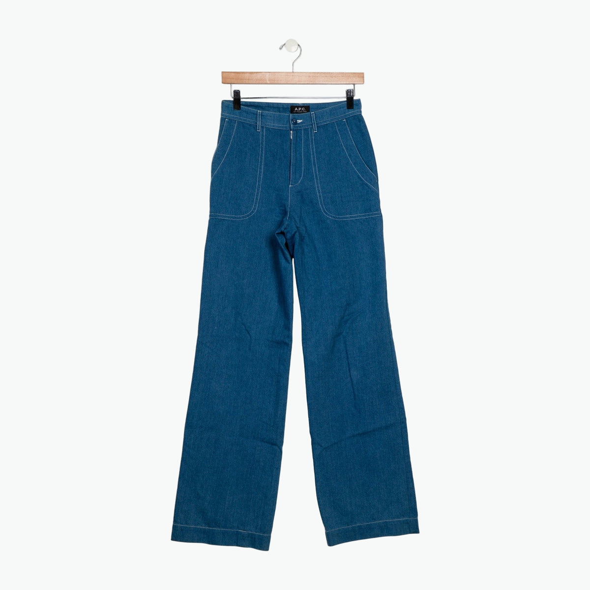 A.P.C. Mid-Rise Blue Wide Leg Denim Jeans Size 26