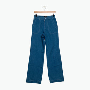 A.P.C. Mid-Rise Blue Wide Leg Denim Jeans Size 26