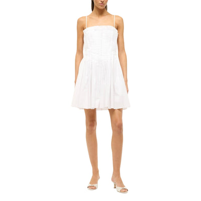 Staud Smocked White Bella Dress Size 0