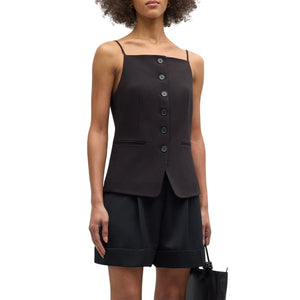 Staud Tailored Black Una Top Size S