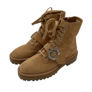 Jimmy Choo Suede Tan Cora Combat Boots Size 38.5 EU / US 8.5