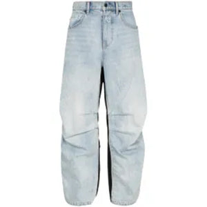 Alexander Wang Oversized Blue Hybrid Contrast-Panel Size 26 Denim Jeans