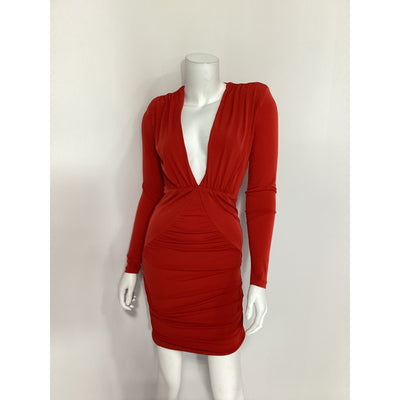 Nookie 'Temptation' Red V Neck Long Sleeve Mini Dress Size S