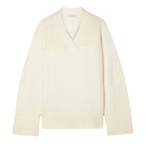 Lafayette 148 Cozy Cream Silk Blend V Neck Size XS Sweater