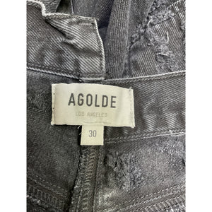 Agolde Distressed Black Criss Cross Straight Denim Jeans Size 30