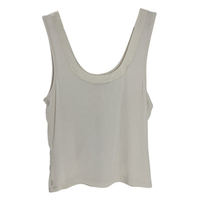Neiman Marcus Satin Trimmed Beige Henley Tank Top Size L