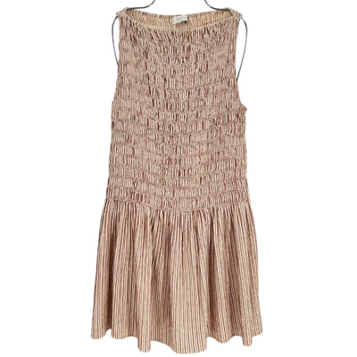 Faithfull The Brand Smocked Beige Noa Mini Dress Size 8