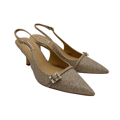 Badgley Mischka Glittered Beige Annmarie Slingback Pumps Size 11
