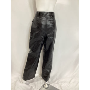 Lvir Crinkled Black Faux Leather Straight-Leg Pants Size L - NWT