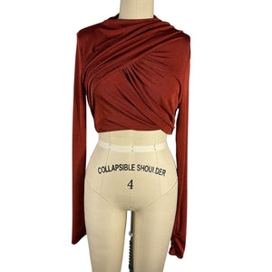 Anna October Draped Red Novel Top Size M