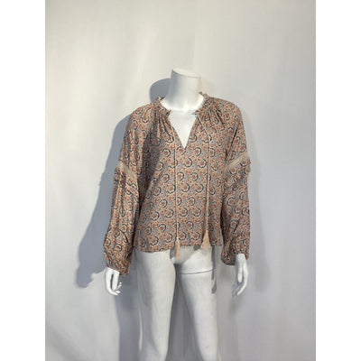 Joie 'Ogdine' Brown V Neck Long Sleeve Top Size S