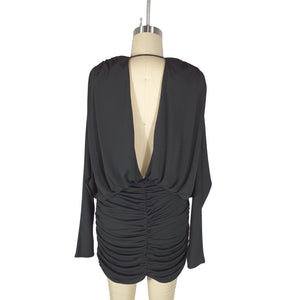 L'Academie Ruched Black Blake Mini Dress Size S NWT