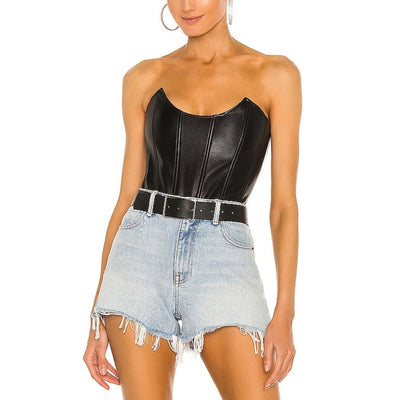 Miaou Sleek Black Leia Corset Top Size L