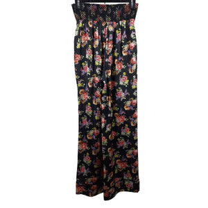Olivia Smocked Magnolia Floral Black Willis Size Small Pants NWT