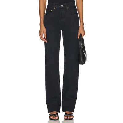 Re/Done Relaxed Black High Rise Loose Long Denim Jeans Size 27