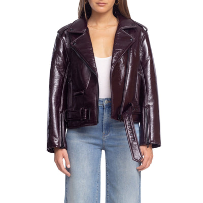 Blank Nyc Crinkled Cherry Picked Moto Jacket Size Medium