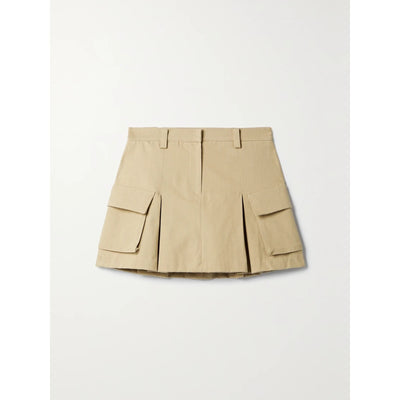The Frankie Shop 'Audrey' Beige Cotton Pleated Cotton-Twill Mini Skirt Size S
