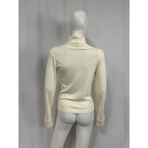 Donni. 'The Baby' White Cotton Rib Turtleneck Size M