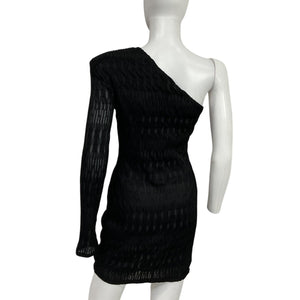 Michael Costello Sleek Black Madeline Mini Dress Size M