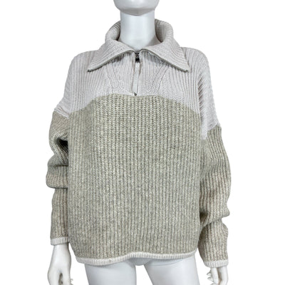 Varley Colorblock Tan Willard Half Zip Sweater Size S