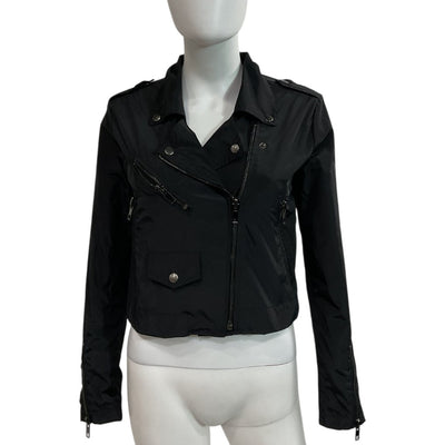 Adam Selman Sport Cropped Black Moto Jacket Size M