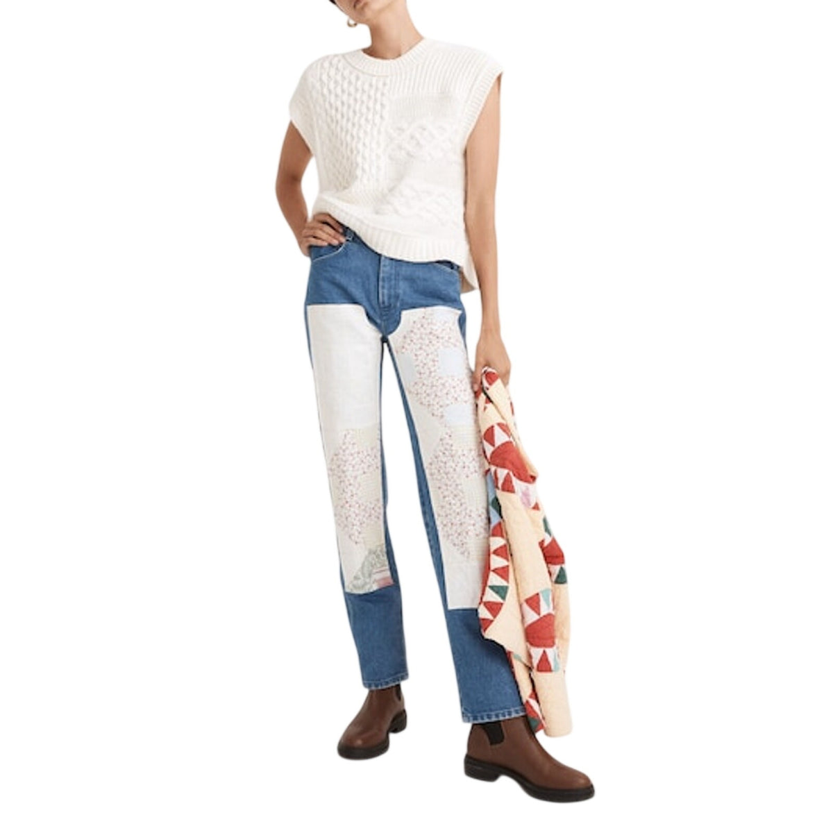 Madewell Artisanal Dark Rinse Quilt Panel Denim Jeans Size 10