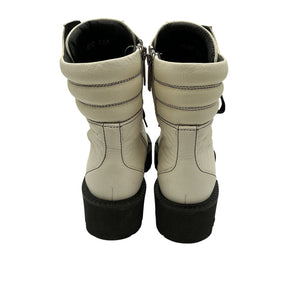 Aquatalia Rugged Off White Alyssa Lace Up Boots Size 6.5