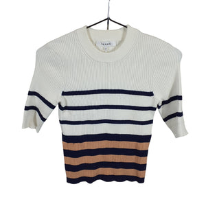 Frame Striped Pink Clay Multi Rib Short Sleeve Size Small Sweater