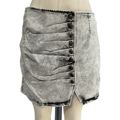 Retrofête Ruched Light Acid Grey Willa Skirt Size L NWT