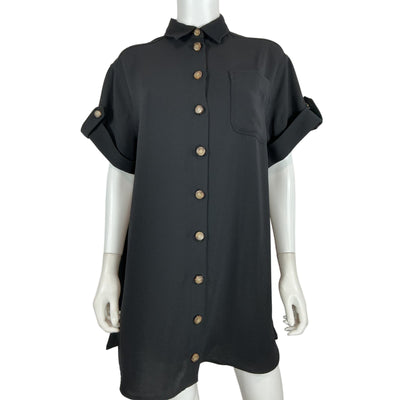 Sézane Button Front Black Ana Shirtdress Size 34