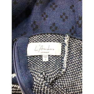 L'Academie 'Adkins' Navy Turtleneck Fairisle Mini Dress Size M
