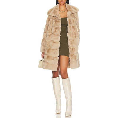 Adrienne Landau Faux Fur Cream Revolve Coat Size M