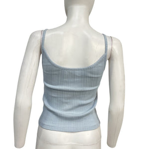 Re/Done Ribbed Blue Jolie Tank Top Size S