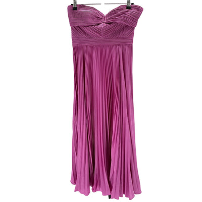 Amur Pleated Pink Harden Strapless Midi Dress Size 2