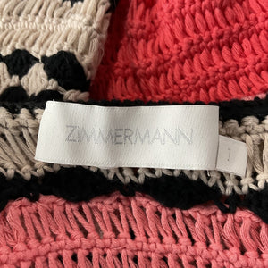 Zimmermann Textured Multicolor Ruffled Crocheted Cotton Sweater Size 1