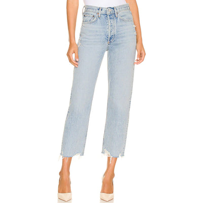 Agolde Distressed Blue 90s Crop Denim Jeans Size 23