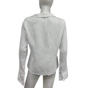Favorite Daughter Textured White Tied And True Blouse Size M