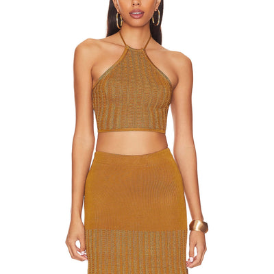 Significant Other Textured Tan Hania Halter Top Size 2