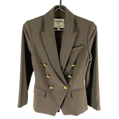 L'Agence Tailored Brown Double-Breasted Blazer Size 0