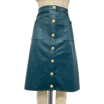 L'Agence Faux Leather Green Amira Skirt Size 18