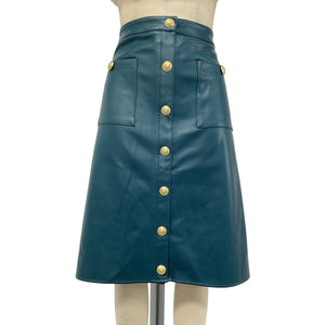 L'Agence Faux Leather Green Amira Skirt Size 18