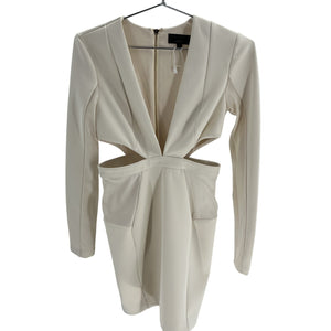 Michael Costello Structured Cream Elise Mini Dress Size S