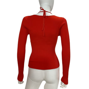 Nicholas Ribbed Flame Amara Long Sleeve Top Size S