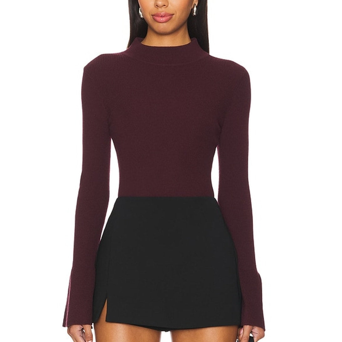 A.L.C. Ribbed Burgundy Devin Sweater Size XS