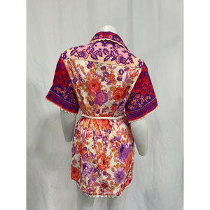 Zimmermann 'Raie' Red Cotton Trimmed Shirt Dress Size 0 P