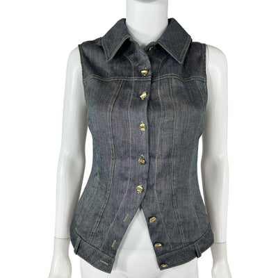 Matthew Bruch Structured Gray Button Front Vest Size 2