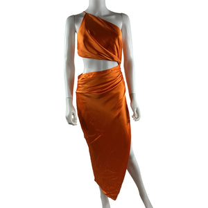 The Sei Sleek Orange One Shoulder Cutout Dress Size 4