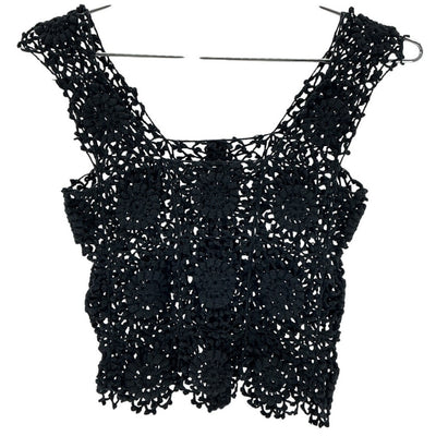 Alix Pinho Crocheted Black Maya Tank Top Size L